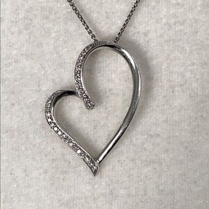Diamond Heart Pendant Necklace Sparkling Forever Love in Sterling Silver